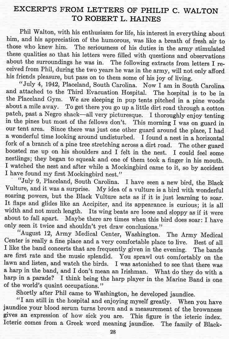 Excerpts from letters of Philip C. Walton to Robert L. Haines, page 1