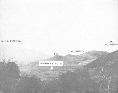 In the hills northwest of Mignano, enemy forces blocked the advance along Highway 6 toward Cassino