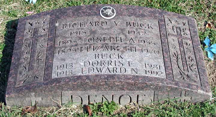 Gravestone of Richard Vincent Buck at New St. Mary's Cemetery, Bellmawr, New Jersey