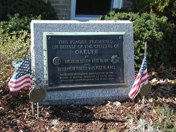 Plaque donated by the local American Legion and Veterans of Foreign Wars posts