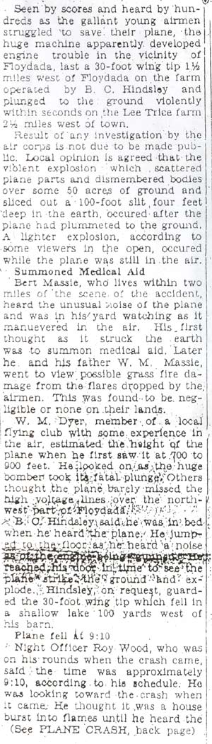 Bomber Crash Claims Lives of Nine Aviators (continued)