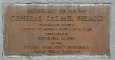 Casimir Pulaski Monument plaque