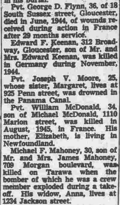 Camden Courier-Post, March 1, 1946 — Mass To Be Sung For 12 Dead Heroes (part 3)