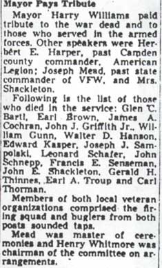 Runnemede War Memorial dedication article, October 27, 1947