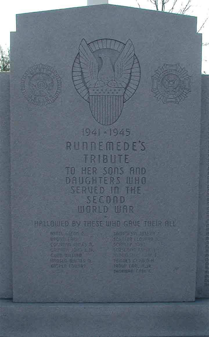Runnemede War Memorial — World War II panel