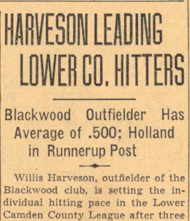 Harveson Leading Lower Co. Hitters, Camden Courier-Post, June 1, 1938
