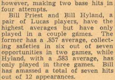 Batting averages article, Camden Courier-Post, June 1, 1938