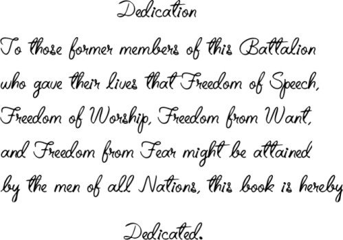Victory TD — Dedication page