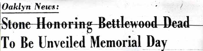 Stone Honoring Bettlewood Dead To Be Unveiled Memorial Day