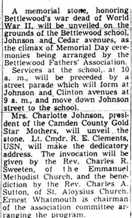 Stone Honoring Bettlewood Dead To Be Unveiled Memorial Day