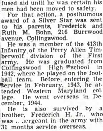 Camden Courier-Post, December 21, 1948 — Lt. Donald C. Bohn Rites Tomorrow (part 2)