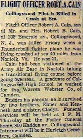 Robert A. Cain newspaper clipping