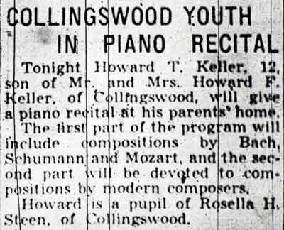 Camden Courier-Post, January 1940 — Collingswood Youth in Piano Recital