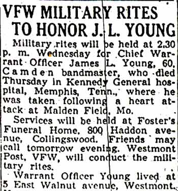 Camden Courier-Post, June 19, 1944 — VFW Military Rites to Honor J. L. Young (part 1)