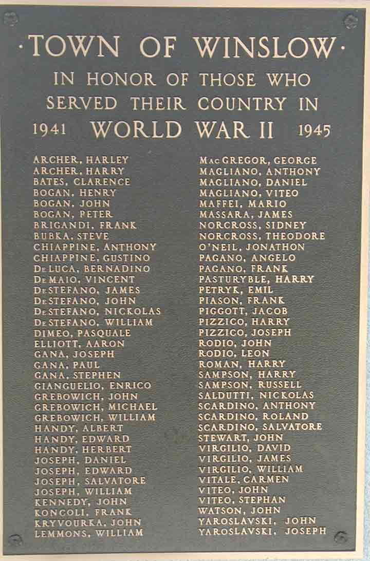 Winslow Township War Memorial, detail