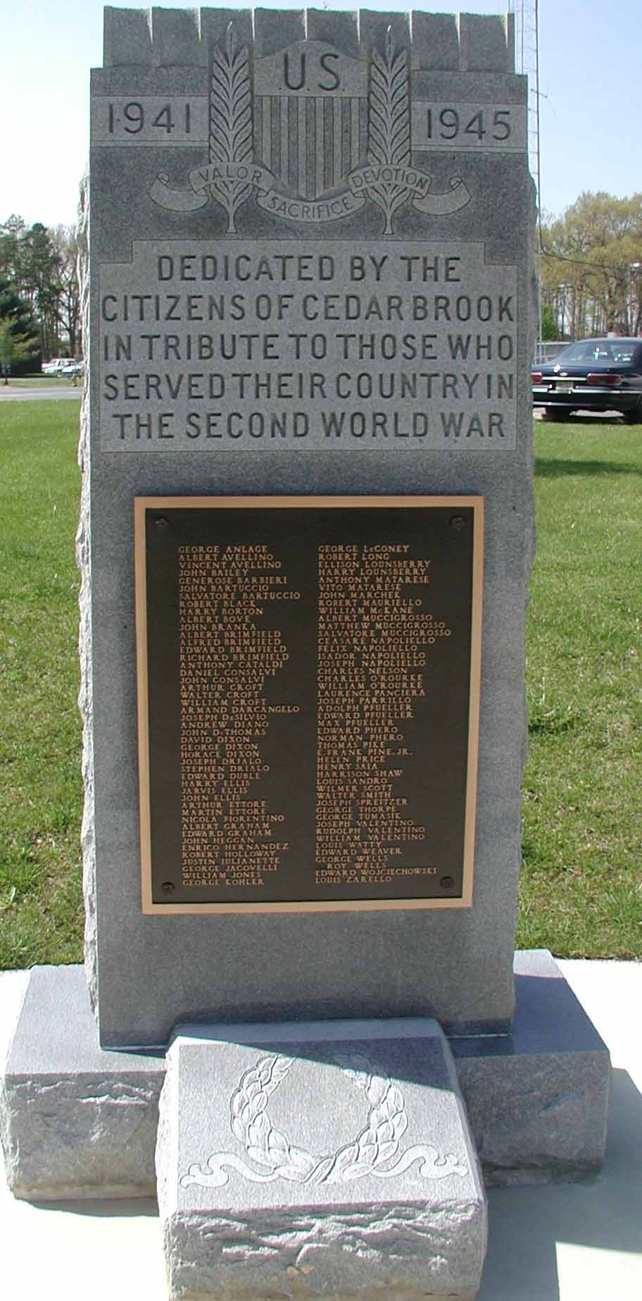Cedar Brook community monument