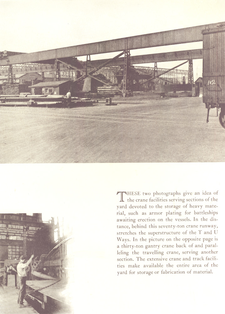 Seventy-ton crane runway with superstructure of T and U Ways in the distance, New York Shipbuilding Corporation, 1921