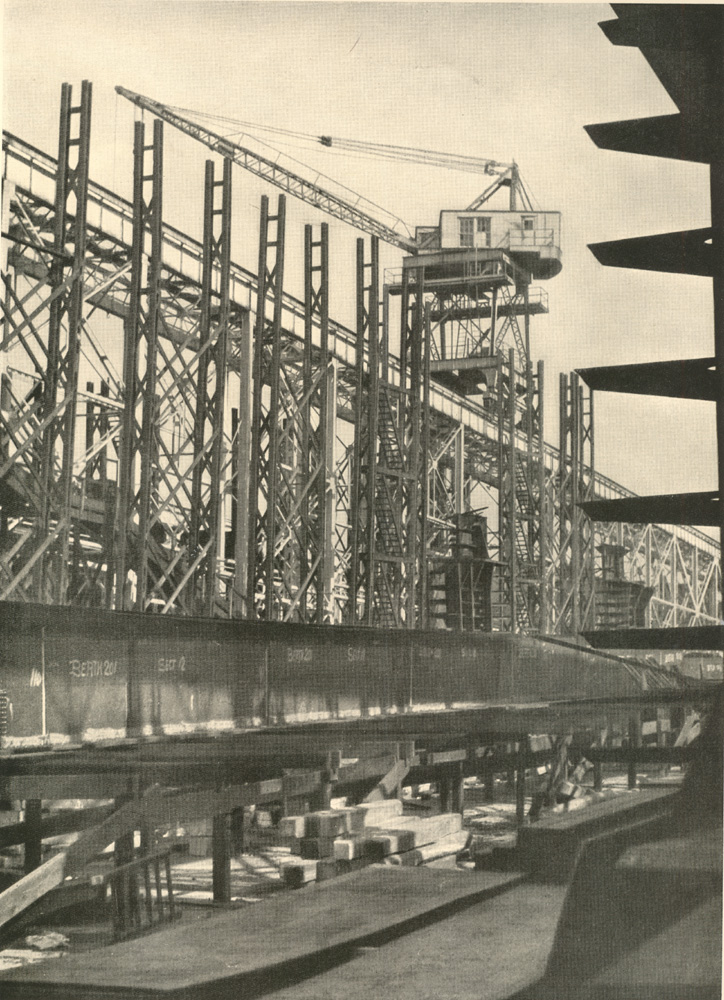 Keel of a 12,600-ton tanker in one of four ways in the South Yard, New York Shipbuilding Corporation, 1921