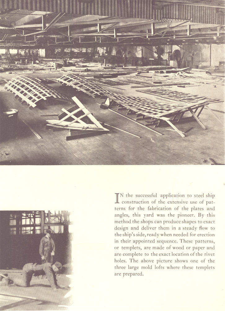 One of three large mold lofts where templets are prepared, New York Shipbuilding Corporation, 1921