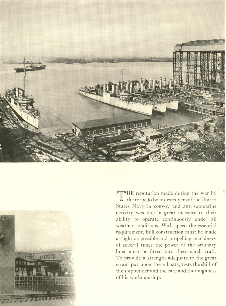 Torpedo boat destroyer construction, New York Shipbuilding Corporation, 1921