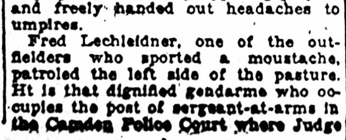 Article text continued: Fred Lechleidner and the Camden Police Court