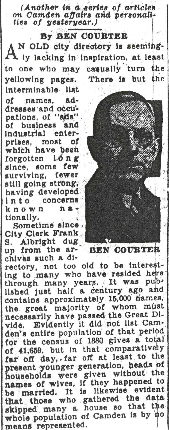 Along Memory Lane — Camden Courier-Post January 11, 1932 — page 2
