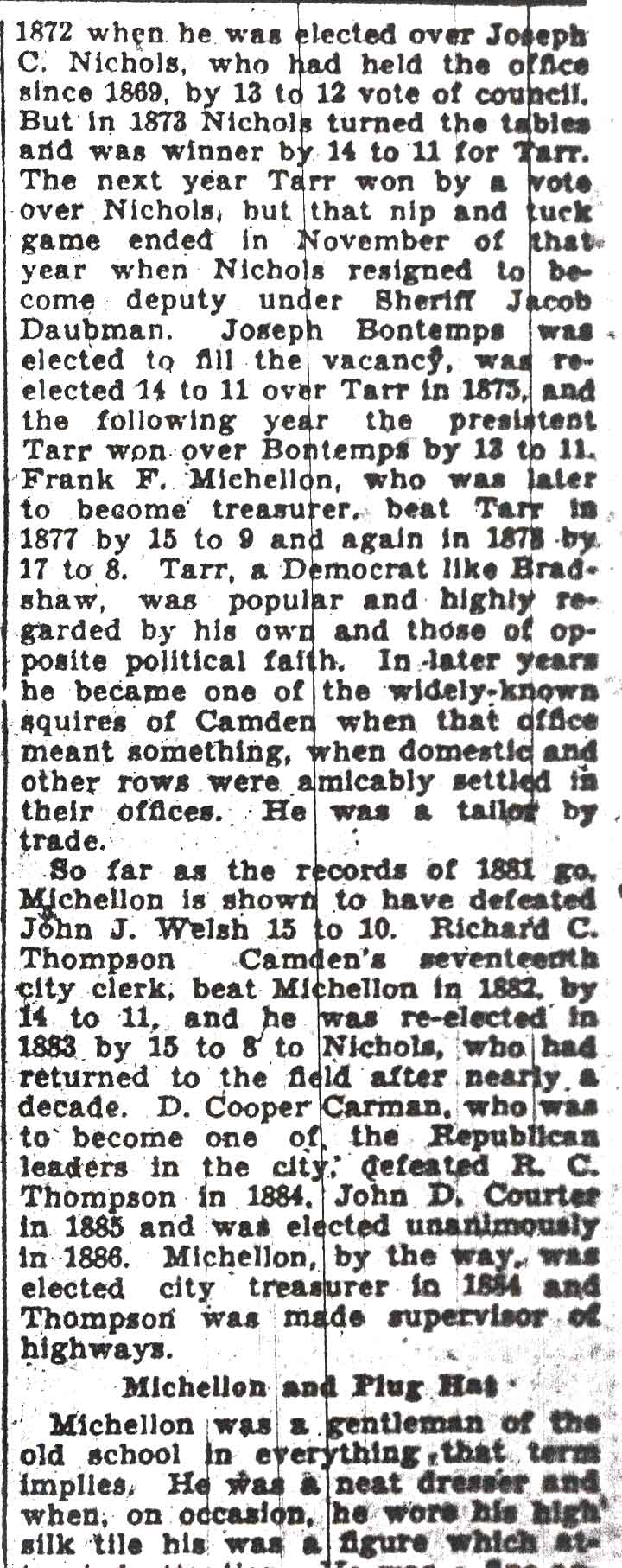 Along Memory Lane — Camden Courier-Post January 11, 1932 — page 4
