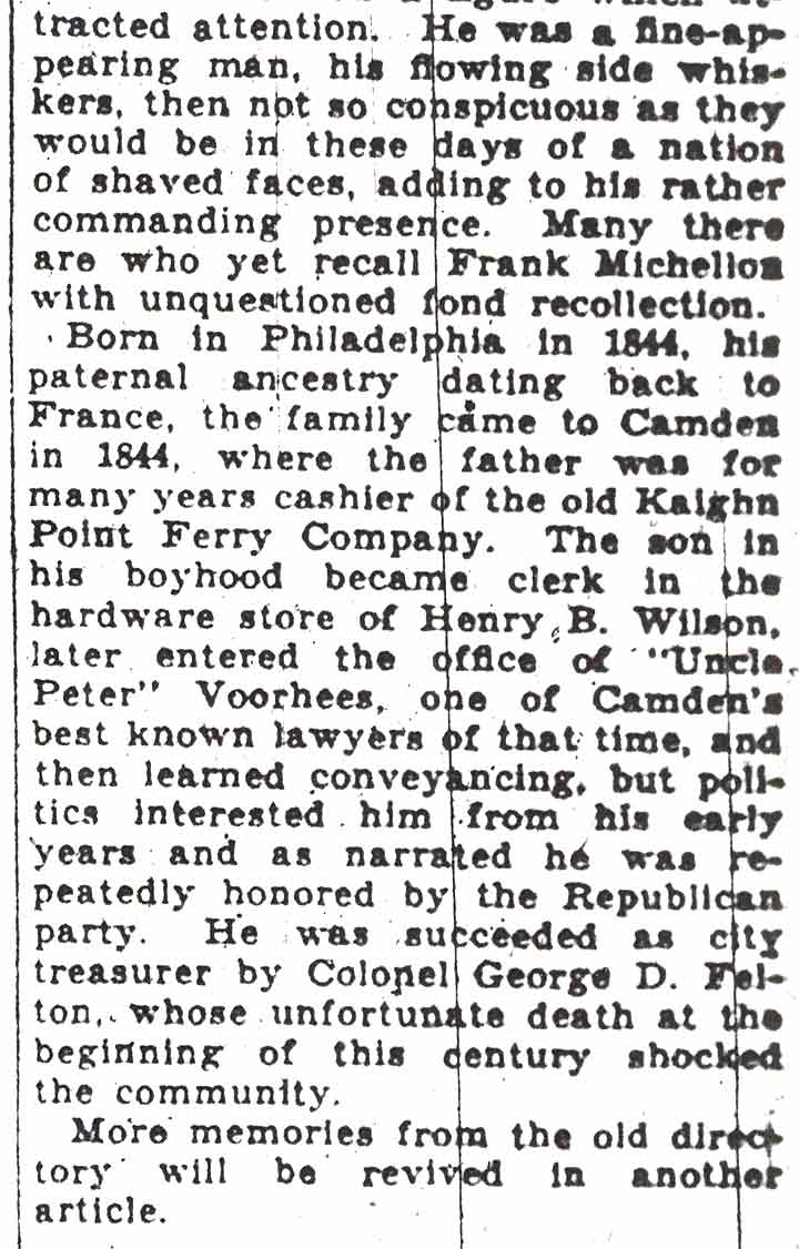Along Memory Lane — Camden Courier-Post January 11, 1932 — page 5