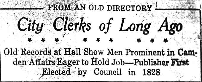Along Memory Lane — Camden Courier-Post January 25, 1932 — page 1