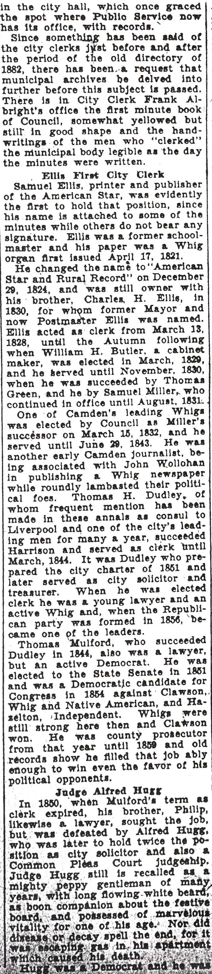 Along Memory Lane — Camden Courier-Post January 25, 1932 — page 3
