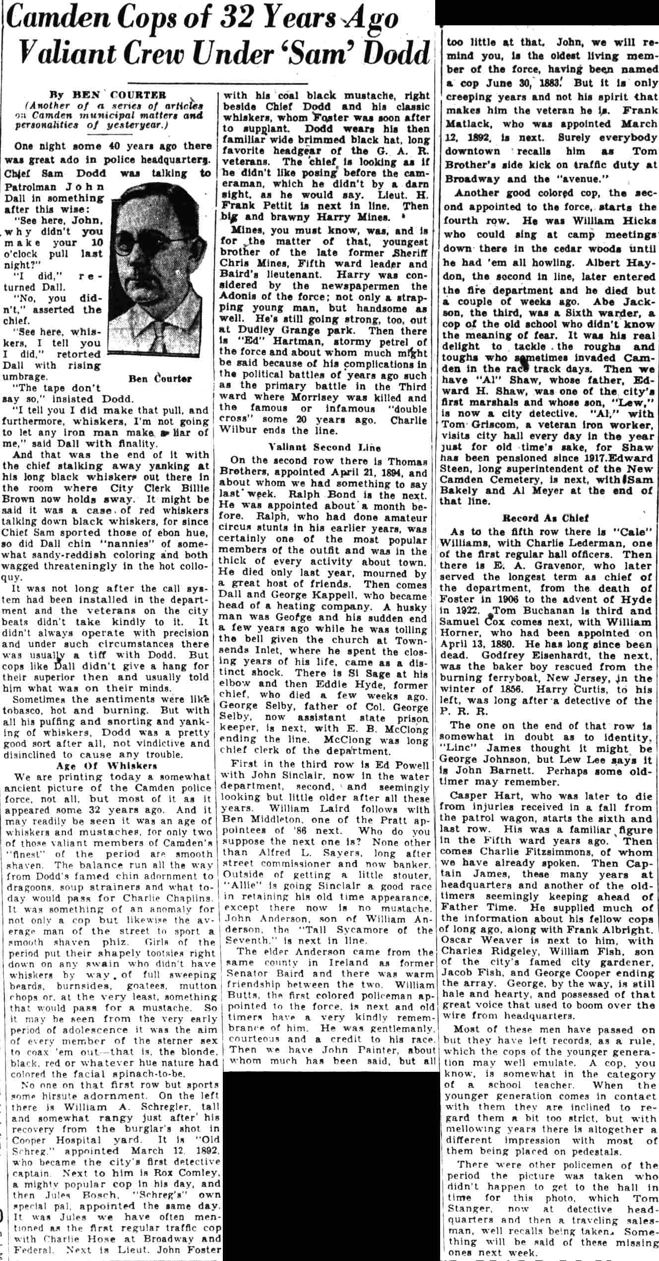 Along Memory Lane column — Camden Courier-Post July 15, 1930