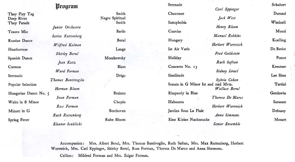 Berul School of Music student recital, June 17, 1937