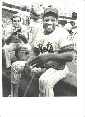 1979 — Bob Bartosz at Veterans Stadium covering a Phillies-Mets game, photographing Willie Mays