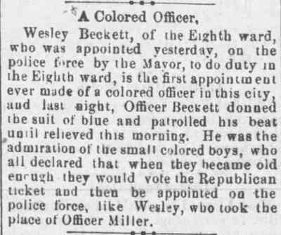 A Colored Officer — Camden Post, September 2, 1886