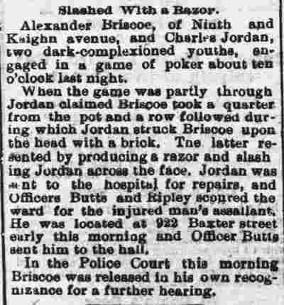 Camden Post, February 8, 1893 — Slashed With a Razor — Officers Butts and Ripley catch assailant