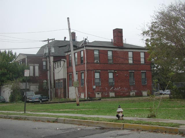 The former Jesse W. Starr School, 821 Pine Street — looking southwest from 9th and Line Streets, October 30, 2004