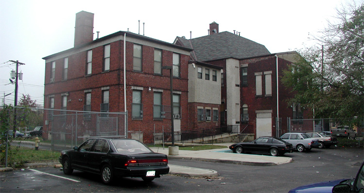 The former Jesse W. Starr School, 821 Pine Street — looking south from corner of parking lot, October 30, 2004