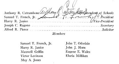 Camden Board of Education members list, 1957