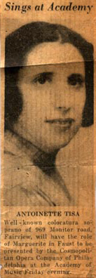 Antoinette Tisa in Faust, 1948