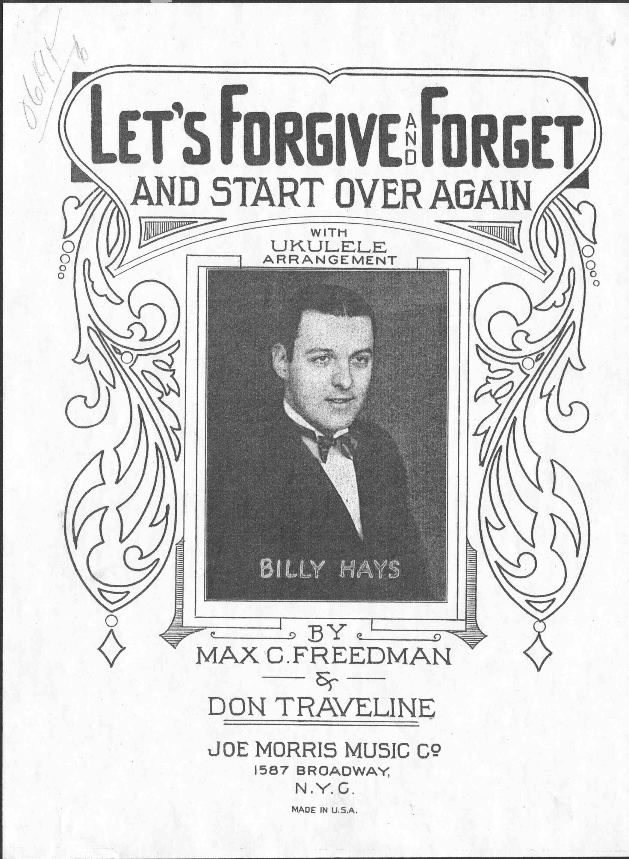 Let's Forgive and Forget sheet music cover, 1926