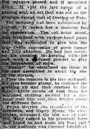 Camden Courier article, The Last Call Proved Fatal, February 23, 1909, part 3