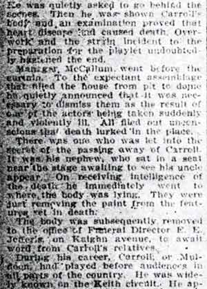 Camden Courier article, The Last Call Proved Fatal, February 23, 1909, part 4