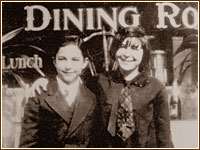 Ruth Soskenko Goodman and her brother Jay Jerome Sosenko outside their family's kosher restaurant