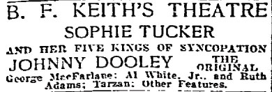 B.F. Keith's Theatre advertisement featuring Johnny Dooley, Philadelphia Inquirer, July 20, 1918