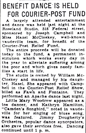 Camden Morning Post, December 9, 1930 — Roseland Studio performers