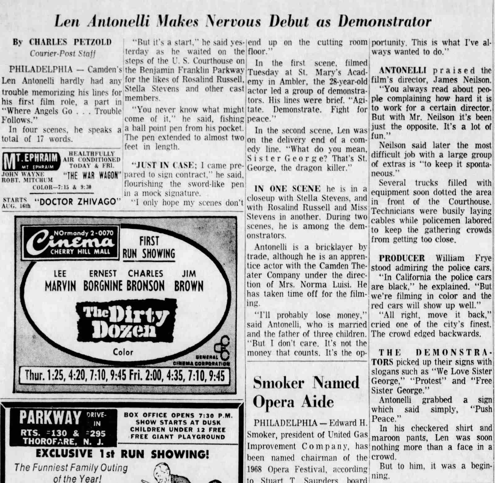 Len Antonelli Makes Nervous Debut as Demonstrator — Camden Courier-Post, July 21, 1967