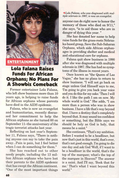 Lola Falana, Jet Magazine, Fall 2002