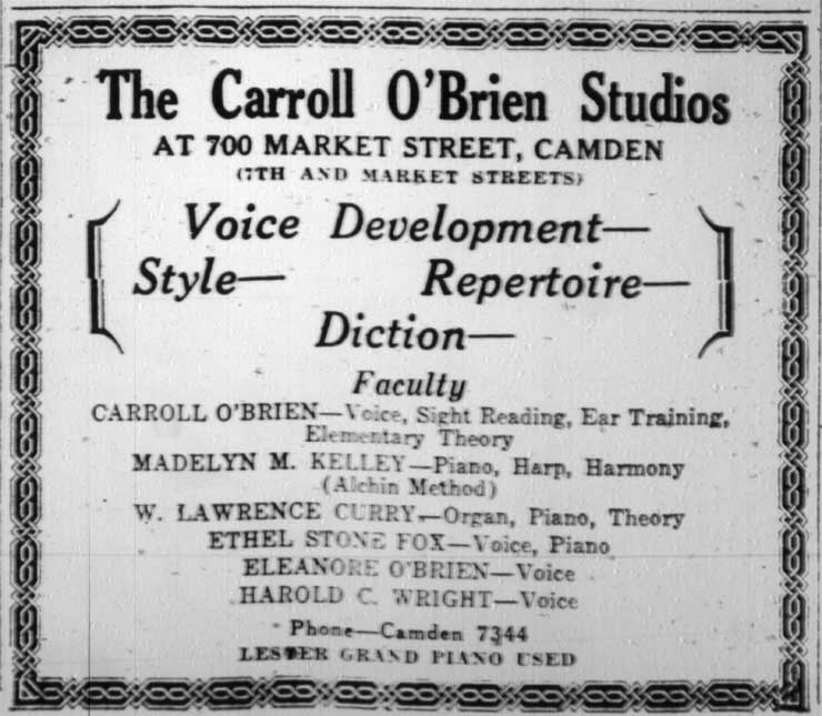 T. Carroll O'Brien, Camden music instructor