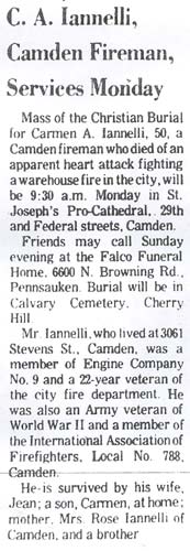 Camden Courier-Post, June 1975 — C. A. Iannelli, Camden Fireman, Services Monday