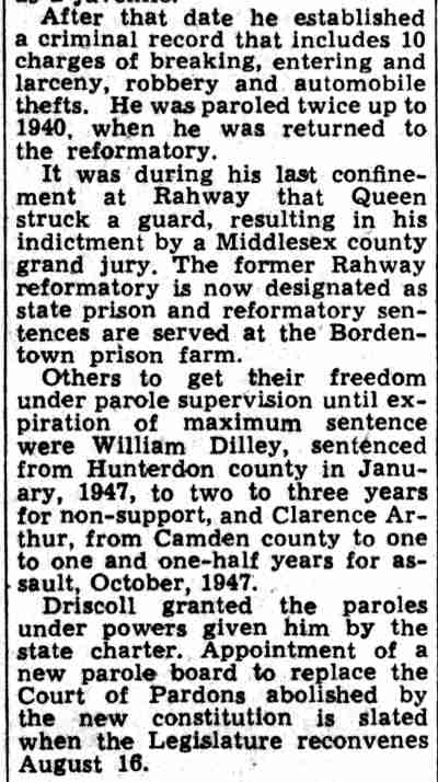 The Central New Jersey Home News, July 15, 1948 — Clarence Arthur parole article, page 2